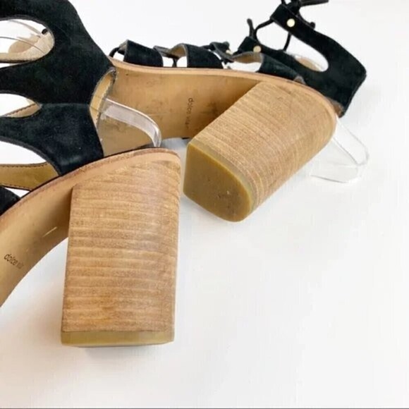 Dolce Vita Lyndon Lace Up Block Heel Black Suede Sandals Size 8.5 - Picture 9 of 11